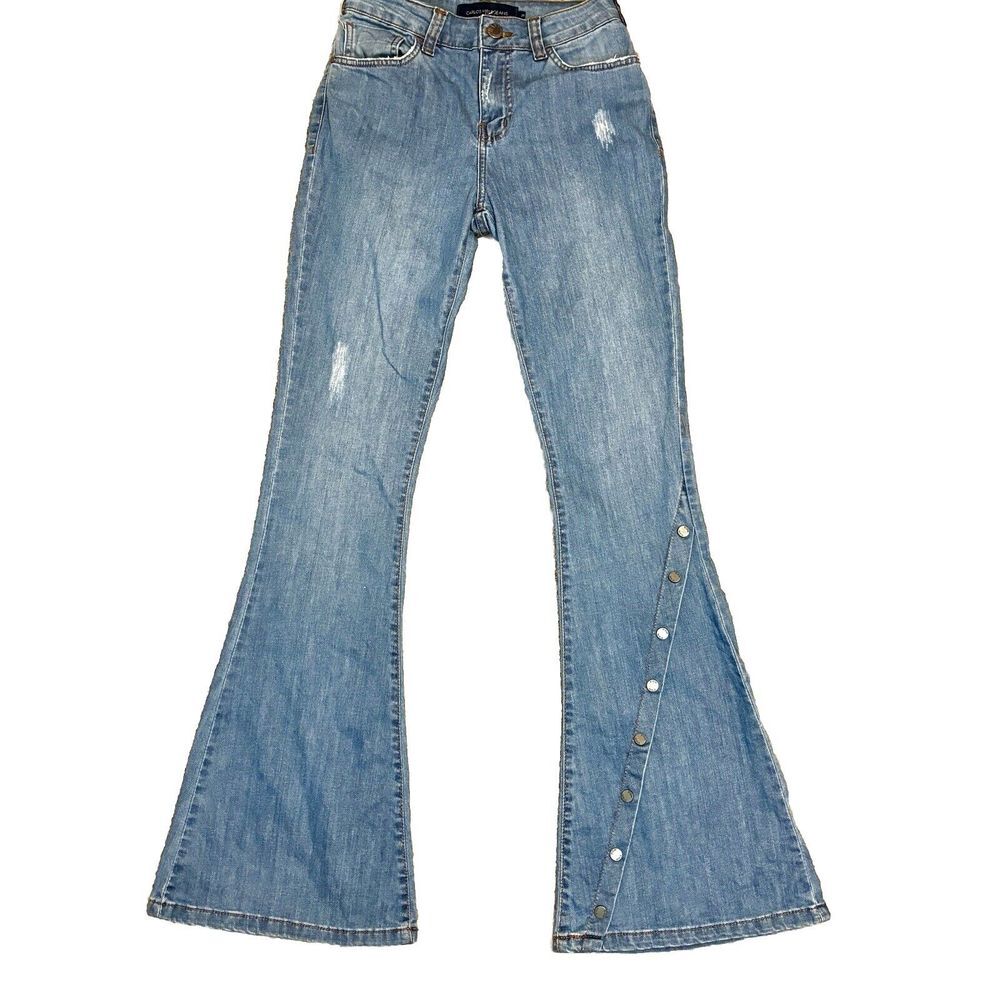 Carlos Miele Light Blue Distressed Flare Jeans